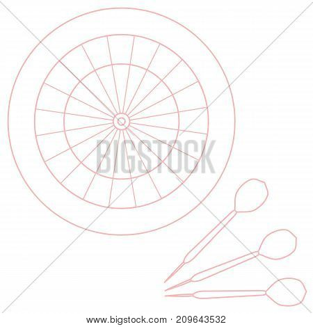 Cute Vector Illustration Of Target And Arrows For The Darts. Sports Theme.