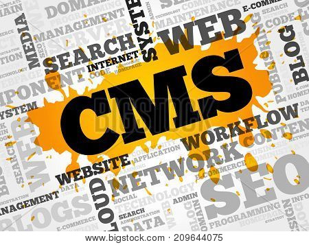CMS Content Management System word cloud business concept