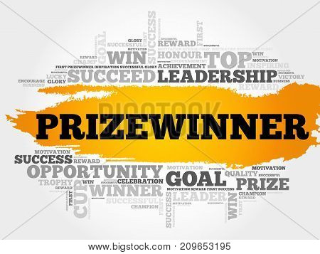 Prizewinner word cloud collage , business concept