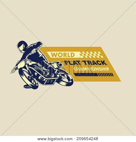 Flat Track championsip illustration logo isolated on brown background.