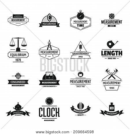 Measure precision logo icons set. Simple illustration of 16 measure precision logo vector icons for web