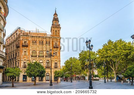 SEVILLA,SPAIN - OCTOBER 1,2017 - In the street of Sevilla in Spain. Sevilla is situated on the plain of the river Guadalquivir.