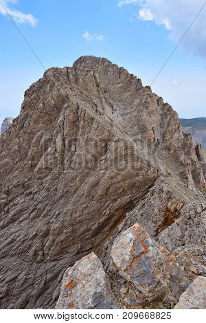 Mytikas the highest peak of Olympus Greece.