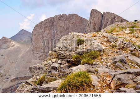 Skala Mytikas and Stephani the highest peaks of Olympus.