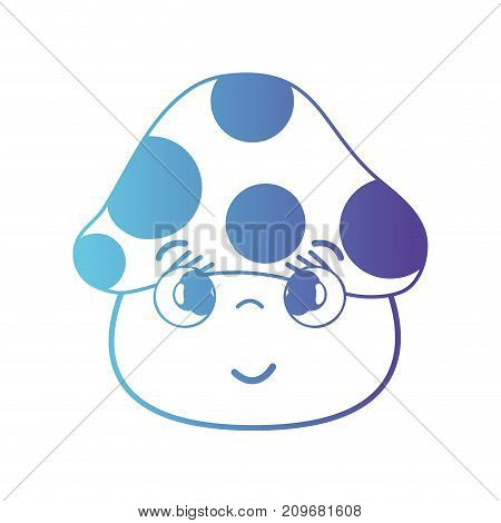 line kawaii cute happy fungus plant vector illustration