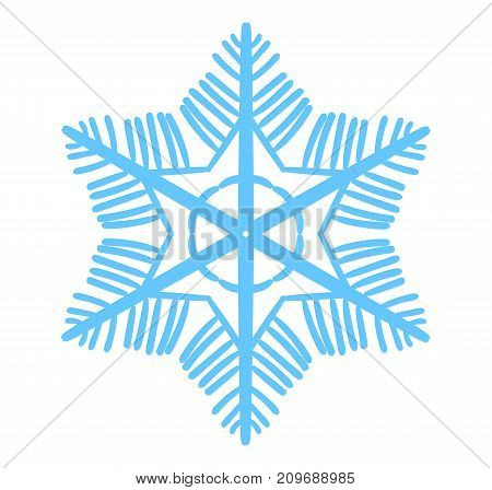 Snowflake vector illustration. Winter simbol. Snow icon blue