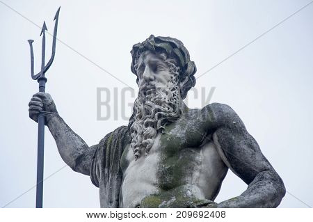 The ancient statue of god of seas and oceans Neptune (Poseidon)