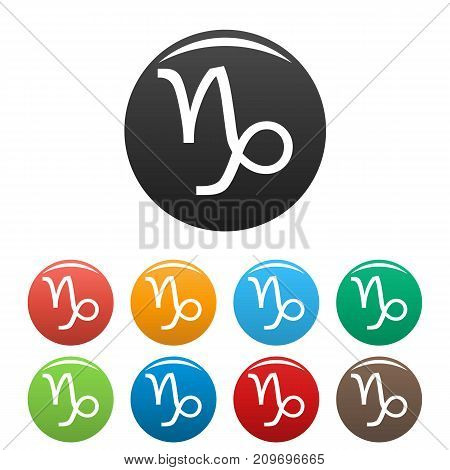 Capricorn zodiac sign icons set. Vector simple illustration of Capricorn zodiac sign icons background for any web design
