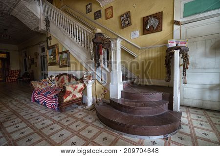 January 13 2016 Laredo Texas USA: lobby of the Bender Hotel founded in 1913 and is known as Laredo's first hotel