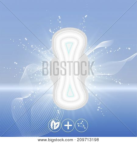 Realistic Sanitary Napkin on a bright trendy background, 3d vector illustration,