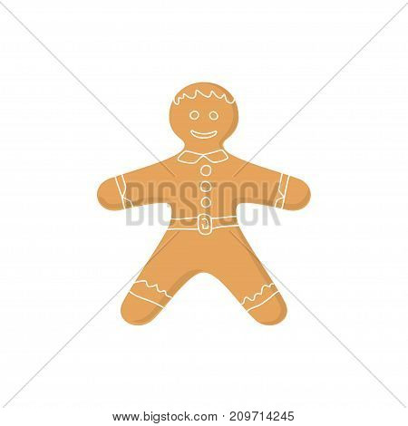 Christmas Gingerbread Man Decorated White Icing and Cream Cookie 