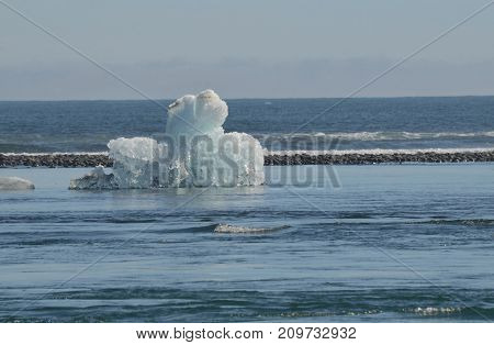 A Beautiful iceberg floating in the lagoon in Iceland