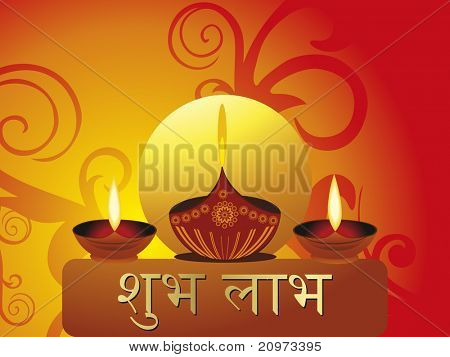 abstrakt kunst baggrund med sæt af diya, vektor illustration