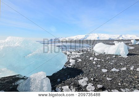 Stunning landscape of glacial ice in Iceland