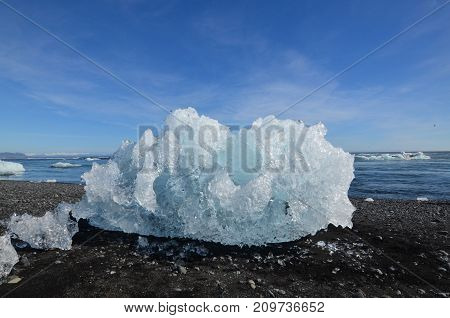 Unique iceberg on the beach in Iceland