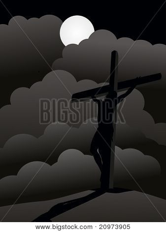  cloudy night, moon background with jesus christ