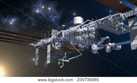 Nadir Side Of The  International Space Station Flying Above Earth