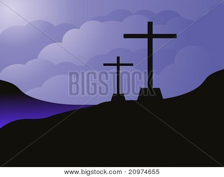  sky background with set of cross, vector illustration