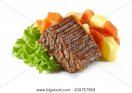 Goulash, Beef Stew With Potatoes Isolated On White Background