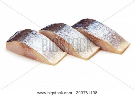Raw Sliced Mackerel Isolated On White Background