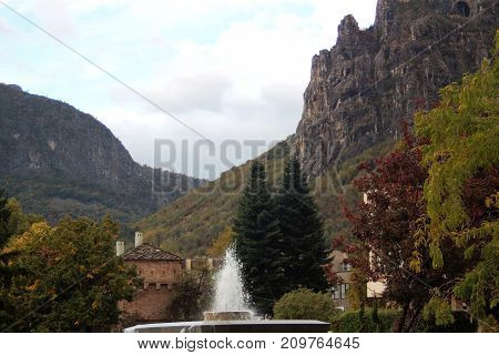 Autumn landscape from the central square of the town of Vratza, Bulgaria