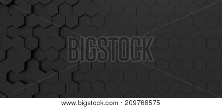 Modern hexagon shaped structure background texture 3d illustration
