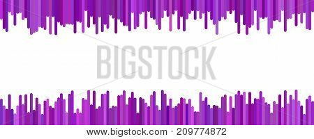Modern banner background design - horizontal vector graphic from vertical stripes in purpel tones on white background
