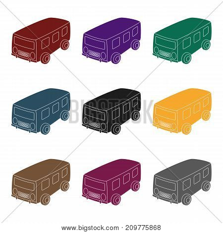 Blue bus for the transportation of a small number of people around the city and the village.Transport single icon in black style vector symbol stock web illustration.