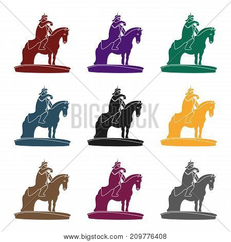 The monument to the military of Mongolia on horseback.The statue stands in Mongolia.Mongolia single icon in black style vector symbol stock web illustration.