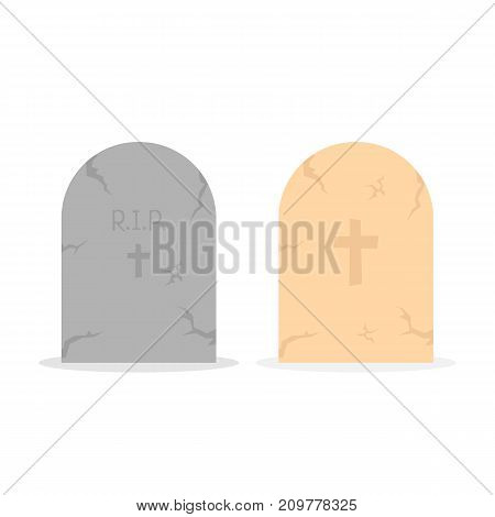 two simple tombstone icon. concept of affliction, fatal, abbey, funerary crypt, mystery, mournful, funereal set. flat style trend modern unusual logo design art vector illustration on white background