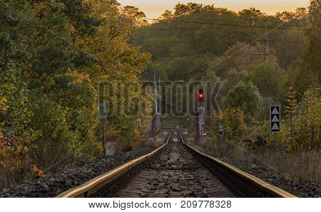 Railway Track Near Bakov Nad Jizerou Station In Central Bohemia