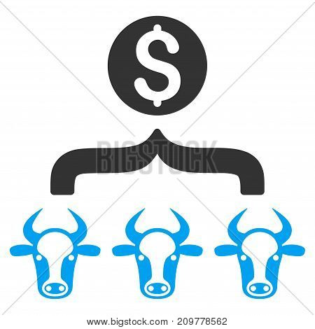 Cattle Result Money vector icon. Flat bicolor blue and gray symbol. Pictogram is isolated on a white background. Designed for web and software interfaces.