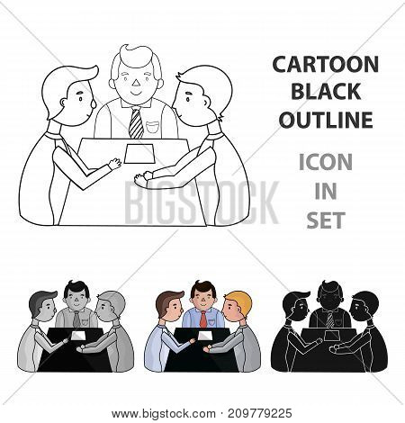 Conference icon in cartoon design isolated on white background. Conference and negetiations symbol stock vector illustration.