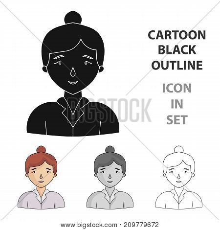 Businesswoman icon in cartoon design isolated on white background. Conference and negetiations symbol stock vector illustration.