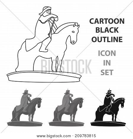 The monument to the military of Mongolia on horseback.The statue stands in Mongolia.Mongolia single icon in cartoon style vector symbol stock web illustration.