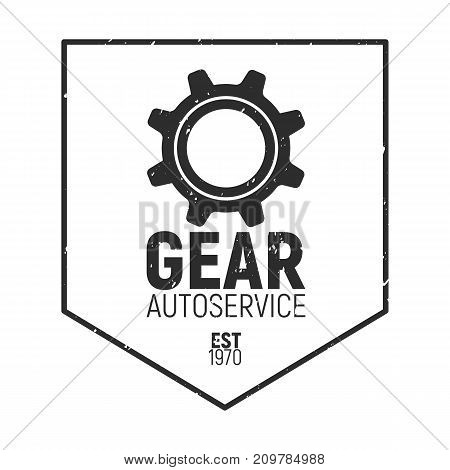 Auto Service logo - Gear vintage logo template. Grunge texture