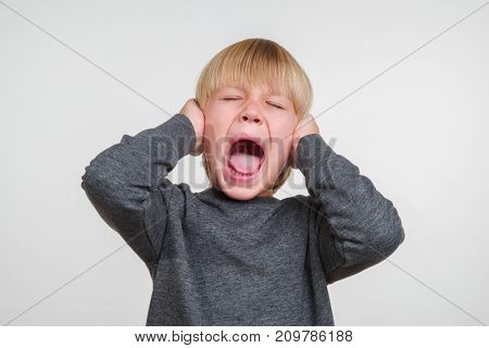 Cool horisontal photo of handsome happy caucasian child