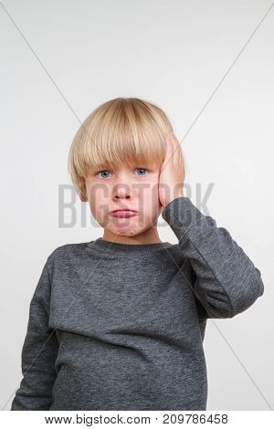 New vertical portrait of handsome caucasian child