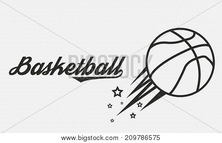 Vintage Basketball banner with lettering. Vector illustration