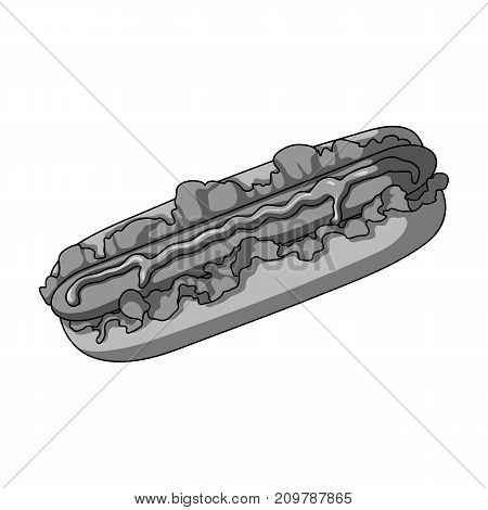 Hot dog, single icon in monochrome style.Hot dog vector symbol stock illustration .