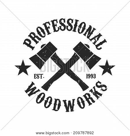 Vintage Woodwork logo - Two axes crossed icon