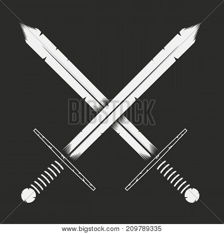 Two crossed swords fight concept. Vector illustration.