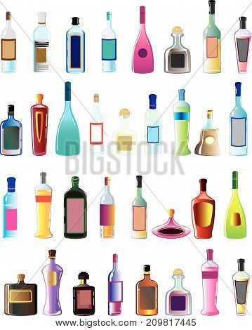 Basic Vector Alcohol Bottles No Names Blank Labels