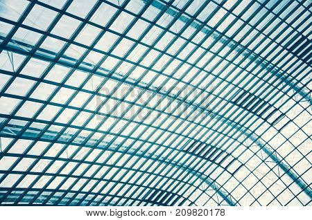 Transparent Glass Ceiling Subway Station Airport Modern Building With Curving Roof And Glass Steel C
