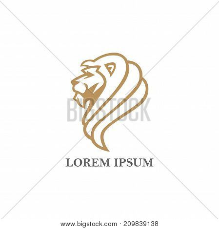 Angry Gold Lion Head Vector Design Illustration Template