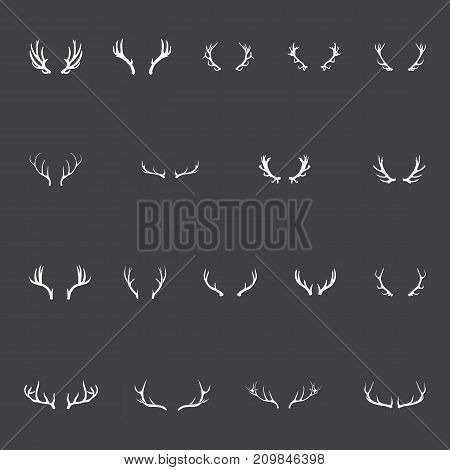 Antlers - Vector Antler Set of Reindeer, Stag, Elk, Moose