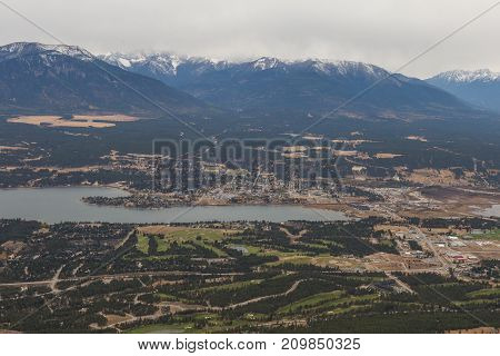 Aerial View of the Town of Invermere BC.