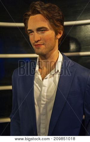 Berlin - March 2017: Robert Pattinson wax figure in Madame Tussauds museum