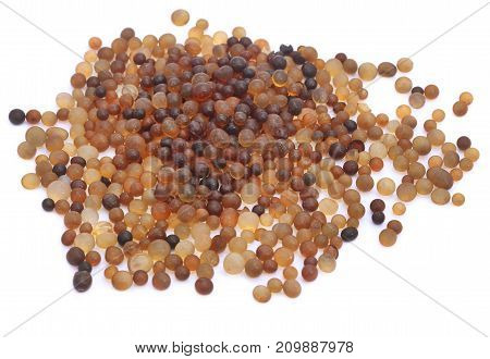 Closeup of Inactive silica gel over white background