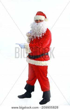 santa claus standing in front of white background.